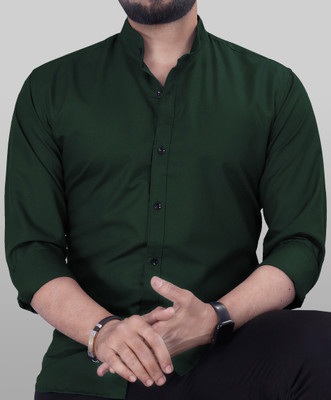METRONAUT Men Solid Casual Dark Green Shirt