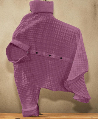 ZONANZA Men Solid Casual Purple Shirt