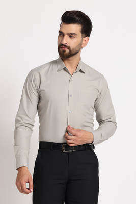 Coatside Men Solid Formal Grey Shirt
