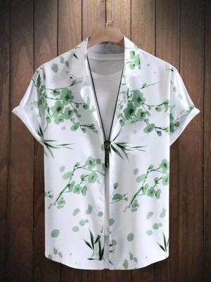 ngiva Men Floral Print Casual White, Green Shirt