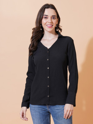 Mast & Harbour Women Solid Casual Black Shirt