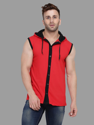 HouseOfCommon Men Solid Casual Red Shirt