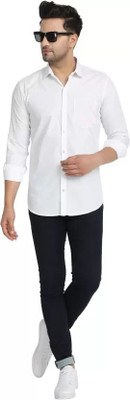 UWR Men Solid Casual White Shirt