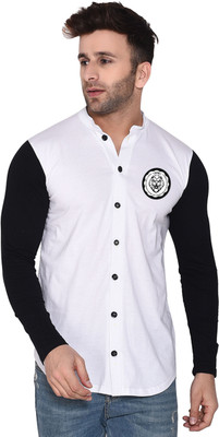 tfurnish Men Color Block Casual White Shirt