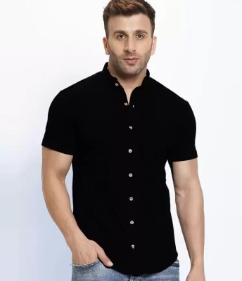 RodZen Men Solid Casual Black Shirt