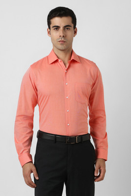VAN HEUSEN Men Self Design Formal Orange Shirt