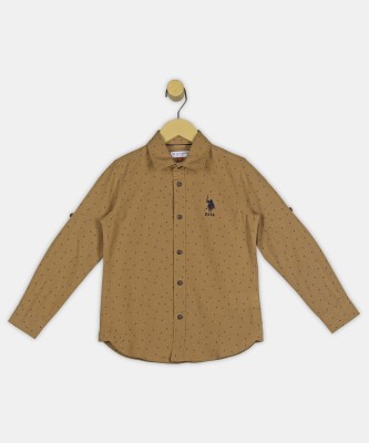 U.S. POLO ASSN. Boys Printed Casual Brown Shirt