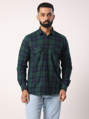 TISTABENE Men Checkered Casual Dark Green, Dark Blue, Black Shirt