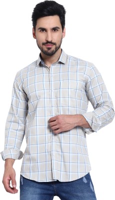 Rb Royal Blue Men Checkered Casual Grey, Blue, White Shirt