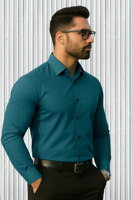 FMSHIRTS Men Solid Formal Blue Shirt