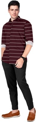 TRISHULFASHION Men Printed Casual Maroon Shirt