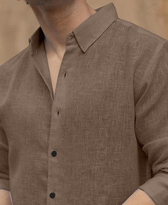 savani taxtile industries Men Solid Casual Khaki Shirt