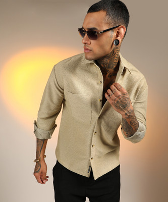 CAMPUS SUTRA Men Solid Casual Beige Shirt
