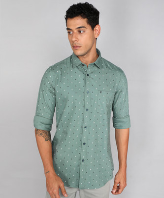 VAN HEUSEN Men Printed Casual Light Green Shirt