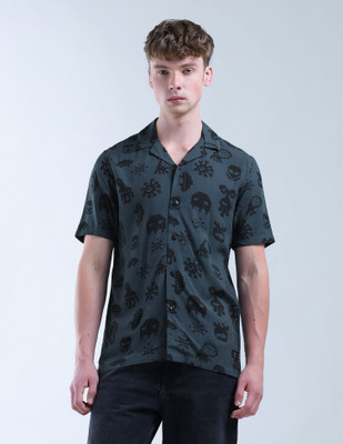 FLYING MACHINE Men Printed Casual Dark Blue Shirt