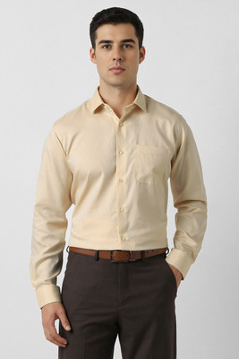 VAN HEUSEN Men Solid Formal Beige Shirt