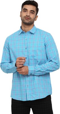 V-MART Men Checkered Casual Blue Shirt