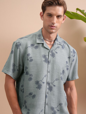 LOCOMOTIVE Men Printed Casual Grey Shirt