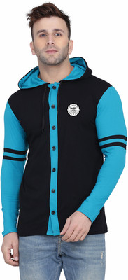 Lawful Casual Men Color Block Casual Black, Light Green Shirt