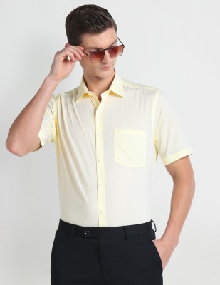 ARROW Men Self Design Formal Yellow Shirt