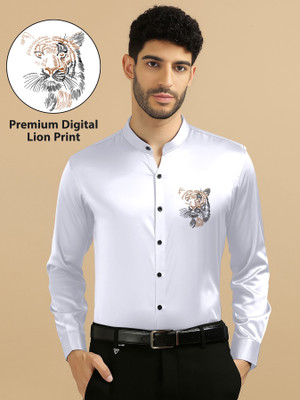MAN'S SUITUP Men Graphic Print, Solid Casual Black Shirt