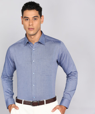 Raymond Men Self Design Formal Dark Blue Shirt