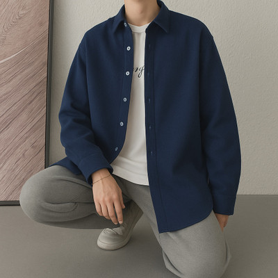 Asta Moda Men Solid Casual Dark Blue Shirt