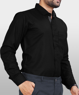 Marc Laurent Men Solid Formal Black Shirt