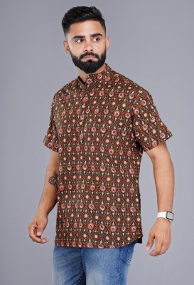 ambey creation Men Printed Casual Dark Green, Maroon, White Shirt