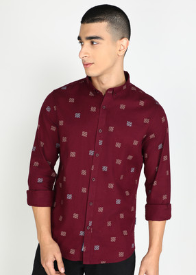 PROVOGUE Men Printed Casual Maroon Shirt