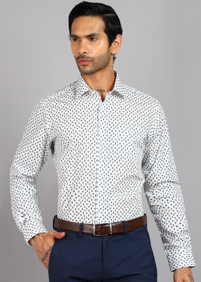 VAN HEUSEN Men Printed Formal White Shirt