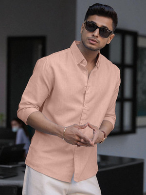 Yanthi Trend Men Self Design Casual Beige Shirt
