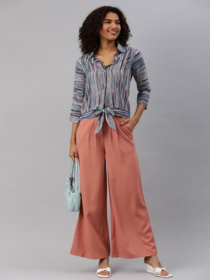 CORSICA Women Striped Casual Blue Shirt