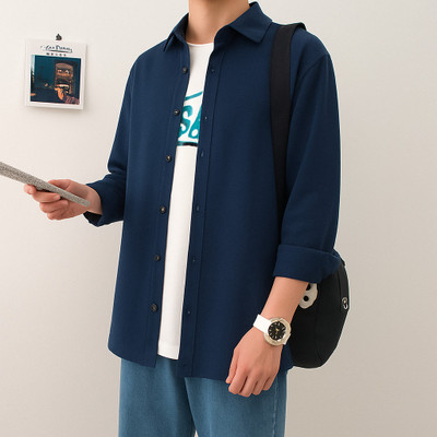 Asta Moda Men Solid Casual Dark Blue Shirt