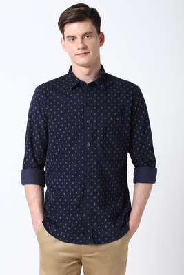 PETER ENGLAND Men Printed Casual Blue Shirt