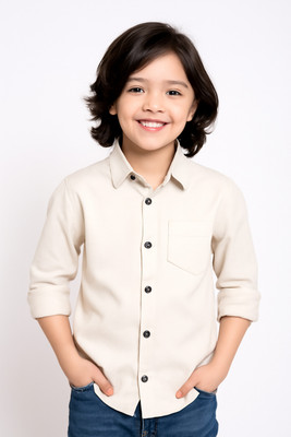 PEPILIO Boys Solid Formal White Shirt