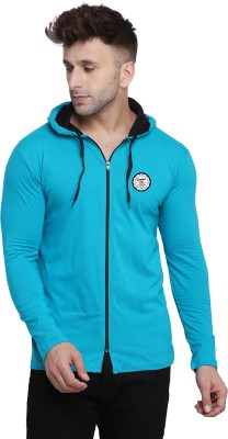 Blisstone Solid Men Hooded Neck Light Blue T-Shirt