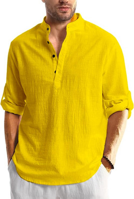 UNIFAV Men Solid Straight Kurta(Yellow)