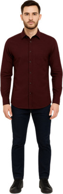 BLACK PEGASUS Men Solid Formal Maroon Shirt