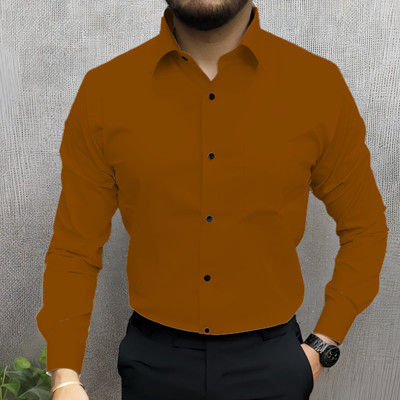 JEMI ENTERPRISE Men Solid Formal Brown Shirt