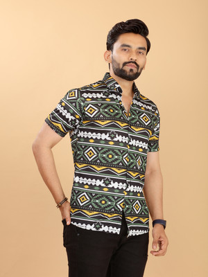 Billion Men Printed Casual Yellow, Black Shirt
