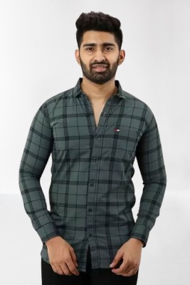 D GENRATION X Men Checkered Casual Grey Shirt