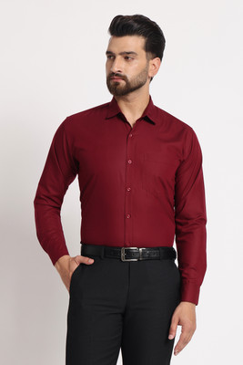 Coatside Men Solid Formal Maroon Shirt
