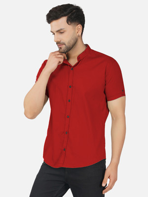 HouseOfCommon Men Solid Casual Red Shirt