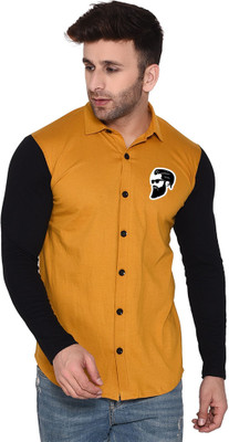 Blisstone Men Printed Casual Yellow, Black Shirt
