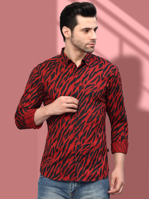 METRONAUT Men Printed Casual Red, Black Shirt