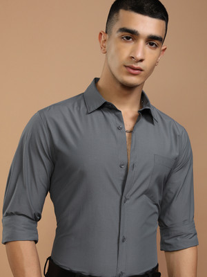 HIGHLANDER Men Solid Casual Grey Shirt