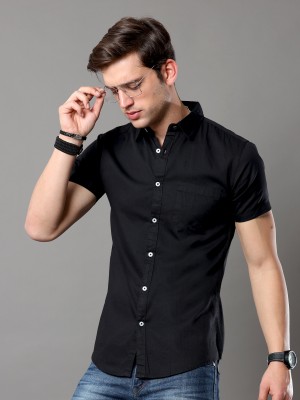 ASIAN & FITCH Men Solid Casual Black Shirt
