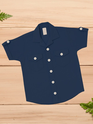 FASHION GRAB Boys Solid Casual Dark Blue Shirt