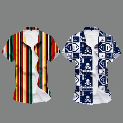 EVIQE Men Printed Casual Multicolor Shirt(Pack of 2)